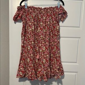 Floral Pink Off-Shoulder Kids Dress